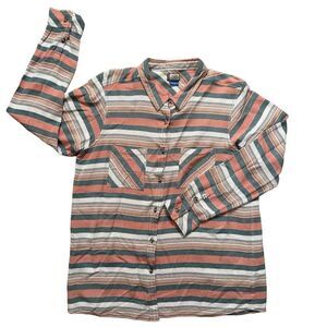Kavu Women's L Striped Button-Up Long Sleeve Shirt Multicolor Casual